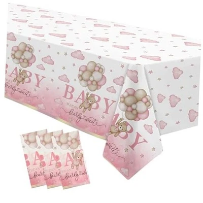 Pink Bear Baby Shower Mantel Decoraciones - Oso Desechable Podemos Bearly  Foto 1 de 4