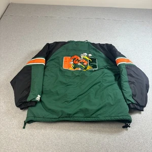 Vintage Starter Miami Hurricanes Jacket Mens Large Green Coat NCAA Football 90s - Picture 1 of 14