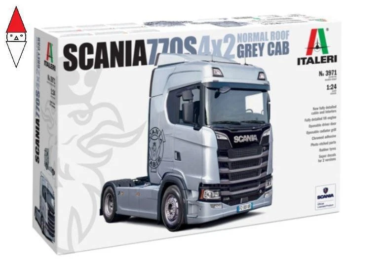 ITALERI 1/24 SCANIA S770 4X2 NORMAL ROOF GREY CAB - Immagine 1 di 1