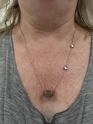 Collar de piedra lunar chocolate y piedra lunar ojo de gato Foto 1 de 2