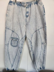 Today's News Hip Hop Parachute SUPER Baggy Blue Jean Pants L Large Inseam 31 - Picture 1 of 12