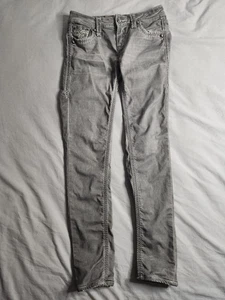 Pantalones de mezclilla Rock Revival Delisa ajustados para mujer talla 25x28 gris carbón tiro bajo punk NUEVO - Imagen 1 de 10