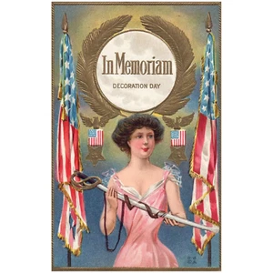 Vintage In Memoriam Decoration Day / Memorial Day Patriotic Postcard - Bild 1 von 2