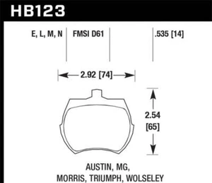 Hawk Performance HB123E.535 FITS 66-79 MG Midget / 75-80 Triumph TR7 Blue 9012 F - Foto 1 di 1