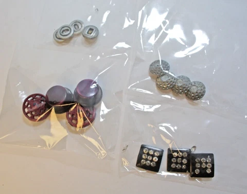 Antique Buttons 4 Pkgs Unique Old Buttons Some Matching Var Materials Sizes Cover