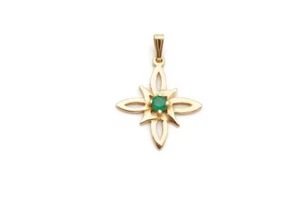 Colgante de oro amarillo de 14k esmeralda celta irlandesa - Imagen 1 de 9