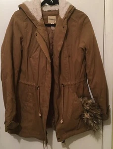 G.H. BASS & Co. Faux Fur Collar Parka Jacket Sienna Quilted Lined - Picture 1 of 13