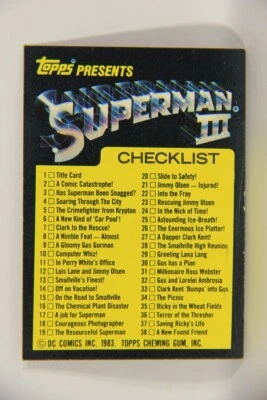 Superman 3 Topps 1983 Trading Card #99 Superman III Checklist ENG Unused L019164 - Image 1 of 2