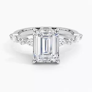 2 Ct Emerald Cut Lab Grown Diamond Solitaire Engagement Ring 14k White Gold - Picture 1 of 3