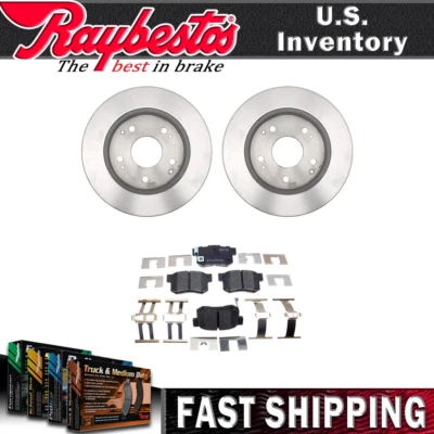 Rotores de freno traseros y pastillas de freno de cerámica con herrajes para Honda Civic 2005 2004 Foto 1 de 4