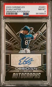 EVAN CARTER 2023 CHRONICLES OBSIDIAN [AUTOGRAPHS]-PSA 8-POP 1, 1H-TX--WS CHAMPS - Picture 1 of 2