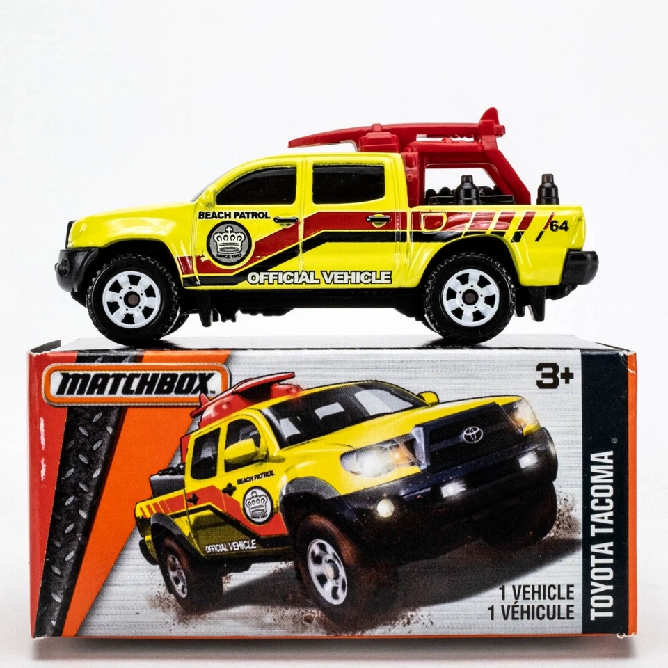 2016 Matchbox Power Grabs #75 Toyota Tacoma SAFETY YELLOW | BEACH PATROL | FSB - Image 1 of 1