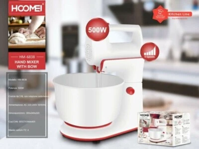 Mixer Sbattitore Elettrico Ciotola Frullatore Impasta 500W Hoomei Fruste 3,8 LT - Immagine 1 di 4
