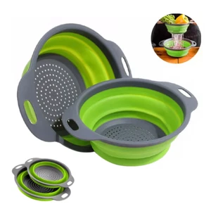 Cesta de lavado plegable de silicona colador de drenaje frutas verduras Reino Unido - Imagen 1 de 12