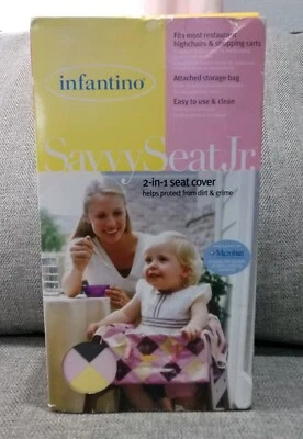 Funda de asiento Infantino Savvy Seat Jr. 2 en 1 rosa amarillo marrón cuadrada Microban nueva Foto 1 de 4