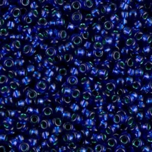 Miyuki Round Seed Beads Size 11/0 24GM Metallic Emerald Lined Dk Sapphire Blue - Picture 1 of 3
