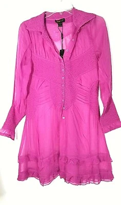 Top túnica Jerry T para mujer fucsia manga larga mediano M 10 12 nuevo con etiquetas Foto 1 de 4