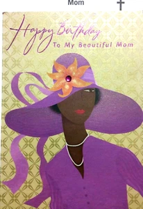 Tarjeta de cumpleaños de mamá marca caoba "To My Beautiful MOM" afroamericana 208M - Imagen 1 de 5
