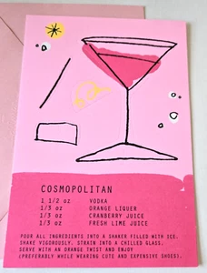 Tarjeta de felicitación de colección sello bebida cosmopolita receta a la moda ¡Saludos! - Imagen 1 de 3