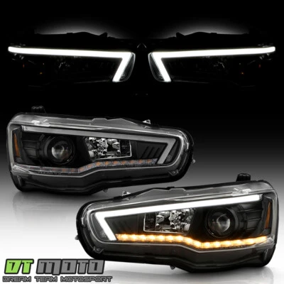 2008-2017 Mitsubishi Lancer Halogen LED Sequential Signal Projector Headlights - Image 1 of 4