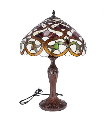 Lampada da tavolo in stile tiffany base in lega e vetro realizzato a mano 62 cm - Immagine 1 di 4