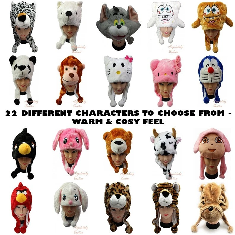 AB FASHION Childrens Kids Faux Fur Animal Head Trapper Hat Short Warm Cartoon Costume Dres