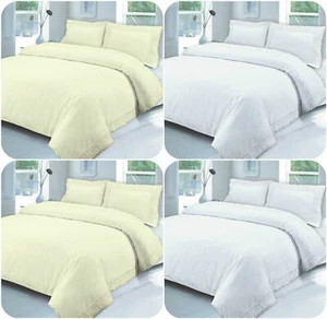 Luxury Lace Embroidery DUVET COVER with Pillowcases 100% Cotton Duvet Covers SET - Picture 1 of 5
