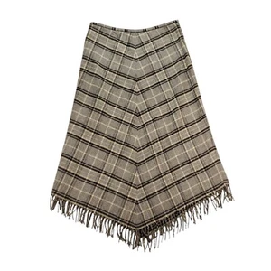 Charter Club Rock Damen 10 grau kariert Wollmischung A-Linie Fransen mittellang - Bild 1 von 9