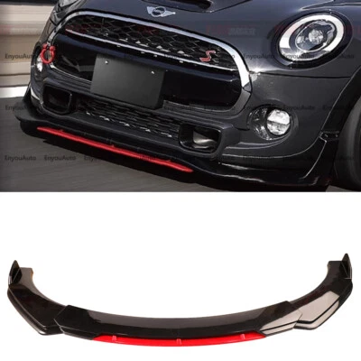 For Mini Cooper R55 R56 F55 F56 Front Bumper Lip Spoiler Splitter Black Red - Imagem 1 de 4