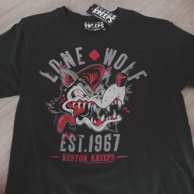 Lone Wolf T-Shirt Size S Kustom kreeps Psychobilly Rockabilly Old stock Foto 1 de 3