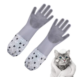 Pet Dog Cat Bath Gloves Grooming Washing Massage Hair Soft Cleaning Brush - Picture 1 of 8