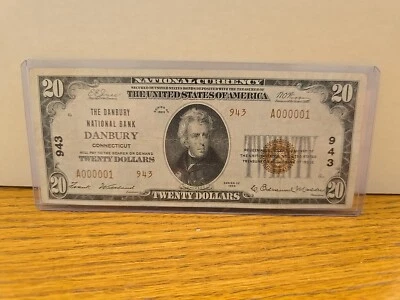 Serial # 000001 $20. N.C.N. Danbury, Ct. 943 Rare - Image 1 of 4