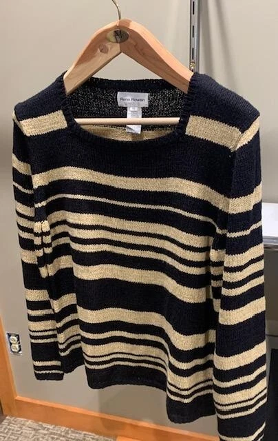 Rena Rowen Summer Sweater Black and Tan Stripe - Image 1 of 1