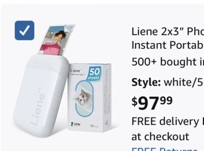 Liene 2x3” Photo Printer, Mini Instant Portable Color Mono white color - Image 1 of 4