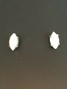 Stunning Small Navette Stud Earrings using Swarovski White Alabaster. Made in Uk