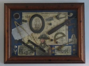 . Wood framed collection of antique Victorian memorabilia relating to Nelson - Picture 1 of 10