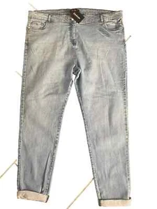 Kaleidoscope Plus Size 22 Light Blue Denim Turn Up Hem JEANS Ankle Grazer - Picture 1 of 2