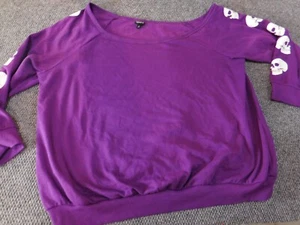 Torrid Womens Sweater 3X Plus Purple skulls graphic roundneck pullover - Picture 1 of 13
