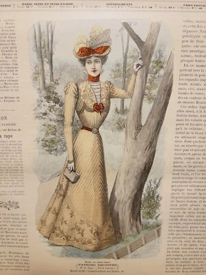 VINTAGE DEKO OBJEKT ZEITSCHRIFT ABBILDUNG DAMEN MODE RETRO SAMMLUNG ILLUSTRATION - Bild 1 von 4