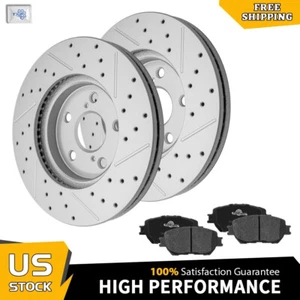 Front Drilled Disc Rotors Ceramic Brake Pads Set For 2002 2003 2004 Toyota Camry - Picture 1 of 6