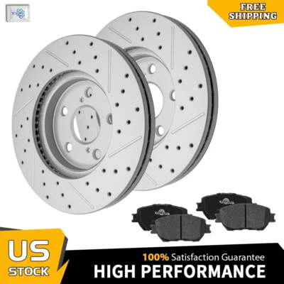 Juego de pastillas de freno de cerámica rotores de disco perforados delanteros para Toyota Camry 2002 2003 2004 Foto 1 de 4