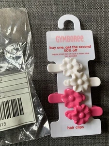 Gymboree Girls Flower Bazaar Pink and White Hair Clips Accessory New with Tags - Picture 1 of 3