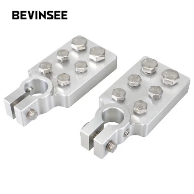 Par de abrazaderas de terminal de batería plana estilo poste SAE de 6 puntos de audio para automóvil cable Foto 1 de 4