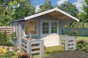 Gartenhaus Blockhaus  Satteldach 28 mm Lola 2 grau 320x320 cm Lasita - Bild 1 von 8