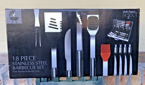 Chefs Basics Select 18 Piece Stainless Steel BBQ Set In Aluminum Case *NEW* - Picture 1 of 11