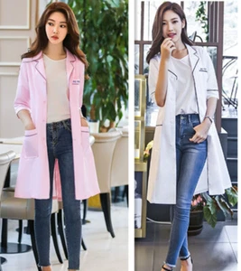 Women Nurse Female Doctor Dress Beautician Lab Half Sleeve Coat Work Clothes - Picture 1 of 10