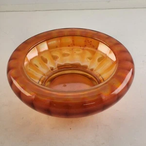 Imperial Glass Footed Bowl Carnival Marigold Wide Panel Rolled Top Vintage - Picture 1 of 6
