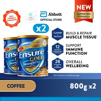 2X Abbott Ensure Gold Coffee 800 g para mediana edad y ancianos Foto 1 de 4