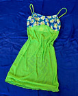 Vintage NEON Swimsuit Cover-up Mini Dress Nylon Mesh Bodycon Size S / M / LG