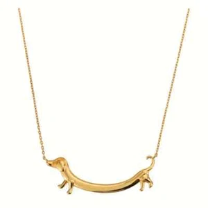 Dachshund Weenie Dog Pendant Necklace Golden Toned Necklace Jewelry Dog Lover - Picture 1 of 3